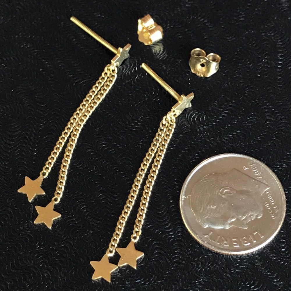 🌹14K Adorable Star Dangle/ Drop Earrings - Picture 8 of 8